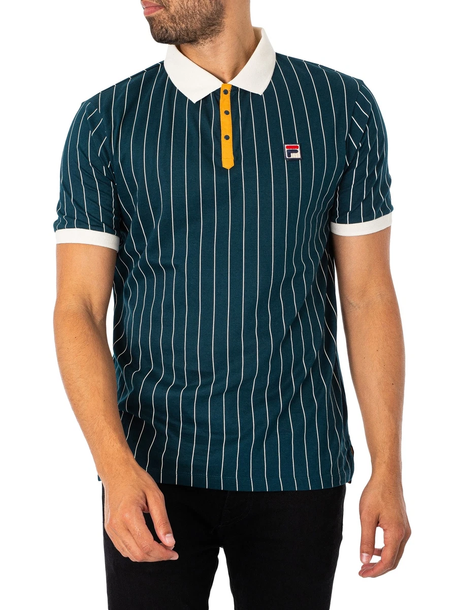 Camisa polo para hombre Fila cl sica vintage a rayas verde eBay
