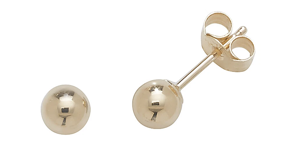 9ct gold 4mm ball stud best sale earrings