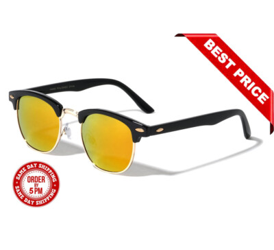 Retro Fashion Half Frame Flash Mirror Lens Club Vintage Master Sunglasses