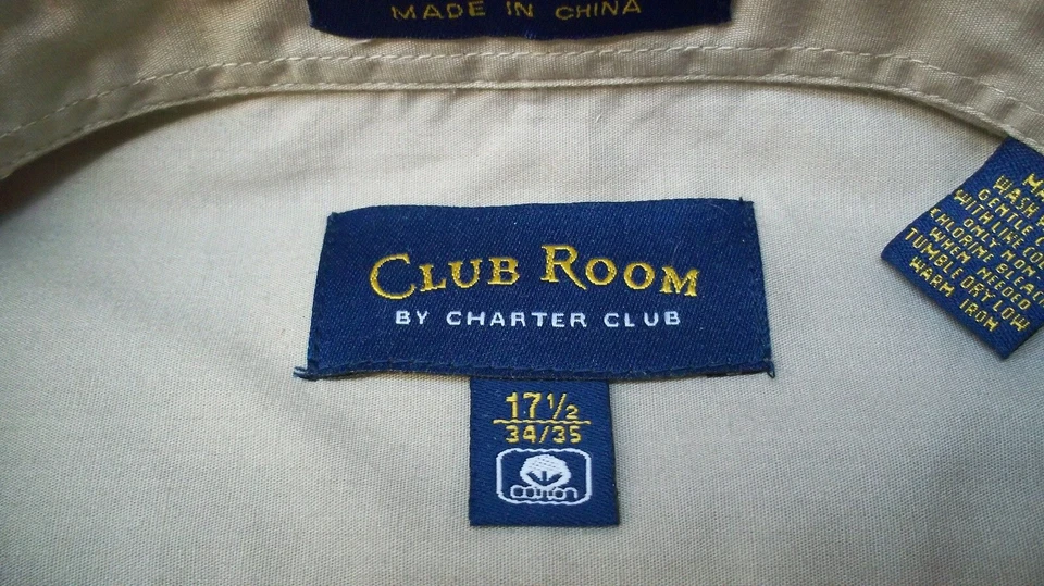 CHARTER CLUB ROOM MACY'S L/S TAN MEN'S SHIRT SZ 17 1/2 NEW - Image 4 of 4