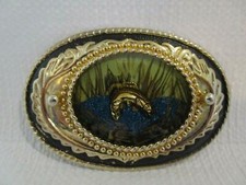 Bass Fishing Brass 3.75" Belt Buckle Never Worn