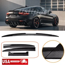 For Alfa Romeo Giulia VQ Style 2015-24 Rear Trunk Spoiler Lip Wing Carbon Fiber