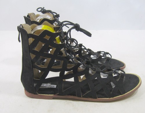 new Cape Robbin Black Shoes Roman Gladiator Lace Up Sandals Women Size 7 - Picture 2 of 5