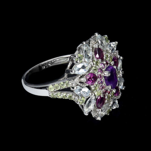 Sommer 925 Silberring Oval Amethyst Aquamarin Peridot Edelstein Schmuck - Bild 3 von 14