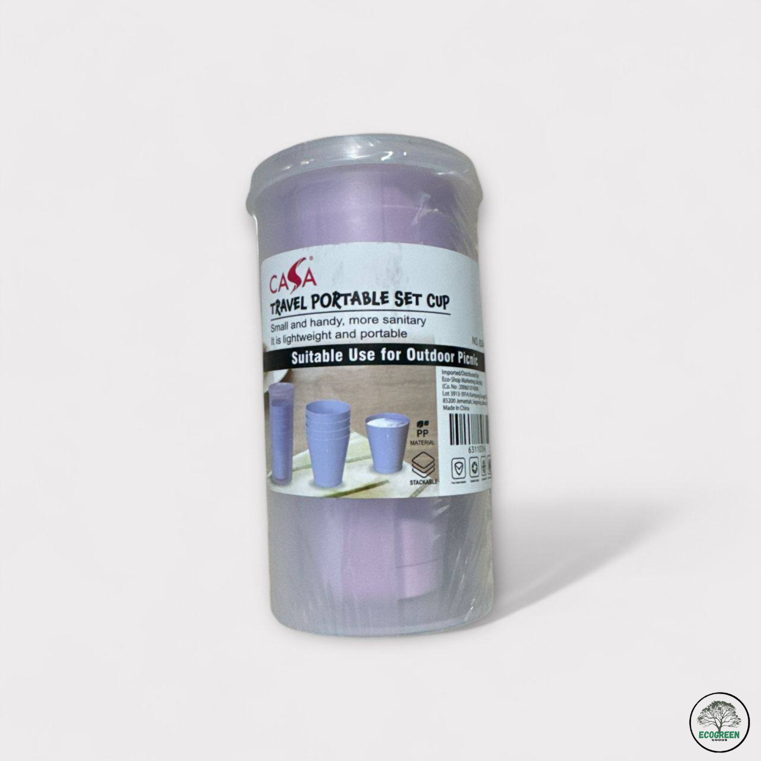 5-piece lightweight reusable plastic cup set for picnics