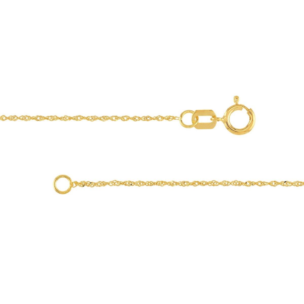 0.80mm Singapore Twisted Sparkle Chain Necklace Real 14K Yellow