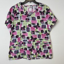 ScrubStar Women's Size Medium Short Sleeve Breast Cancer Awareness Scrub Top