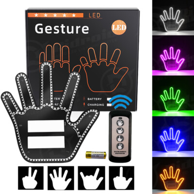 Back Window Finger 4 Modes Funny Finger Gesture Light Remote Contrl LED Back Window Sign ...