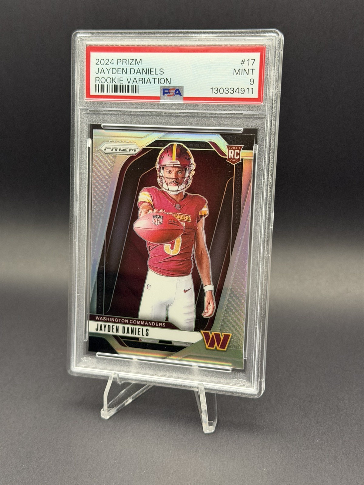 2024 Panini Prizm - Rookie Variations Jayden Daniels #17 Silver Prizm (RC) PSA 9 view 3
