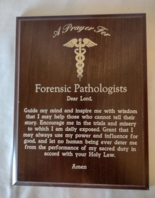 Forensic Pathologist Prayer Plaque Gift for Physician Doctor 