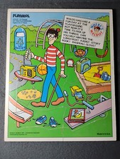 Vintage Playskool Where's Waldo At The Playground Wood Tray Puzzle