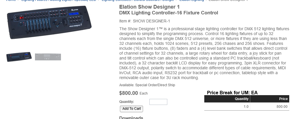ELATION SHOW DESIGNER 1 - DMX LIGHTING CONTROLLER | eBay