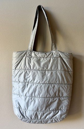UNIQLO Padded Tote Bag Gray Quilted Nylon Shoulder Bag 2015 Style 153556