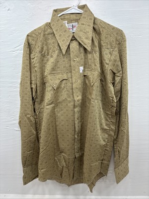 New Men s Tem Tex Green design Long Sleeve Pearl Snap 16 Large Q-46