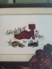 Diane Graebner Designs Time Out Amish Girl Black Cat Dog Cross Stitch Chart Only