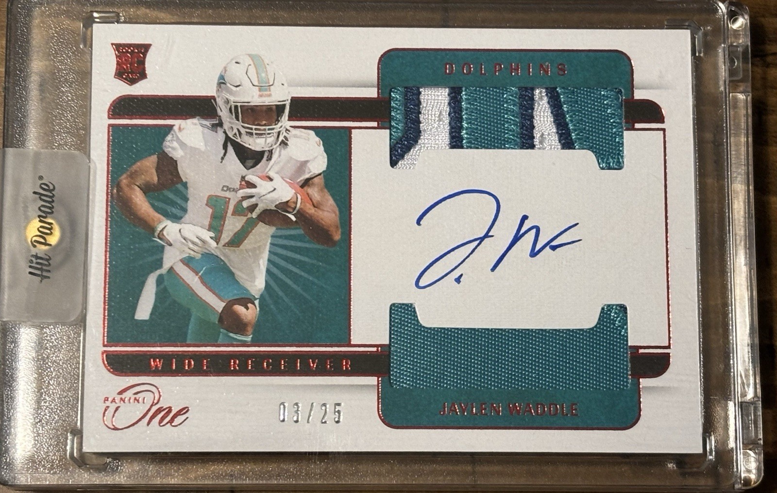 Jaylen Waddle 03/25 - 2021 Panini One - Rookie Dual Patch Autographs - Red #38