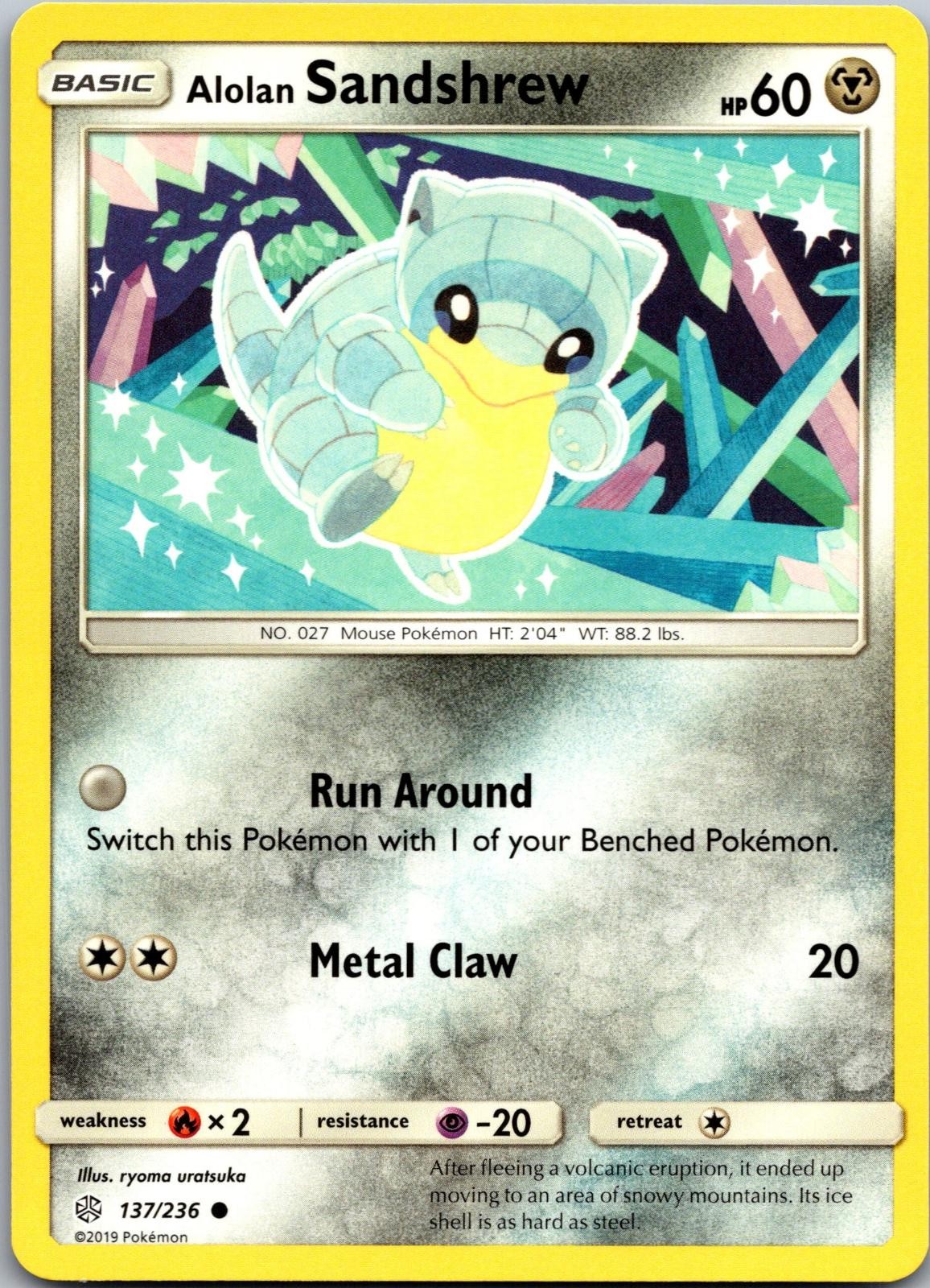 Alolan Sandshrew 137/236 Common Cosmic Eclipse Pokemon Near Mint