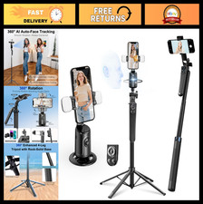 Auto Face Tracking Tripod with Light, 360 Rotation, 70.9" Selfie Stick for Vlog