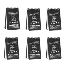 6 Pack Waterproof Notebook, 3 x 5 Inches Pocket Notepad, All-Weather Memo Pad...