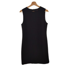 Quince Women Fluid Crepe Sleeveless Shift Dress Black S