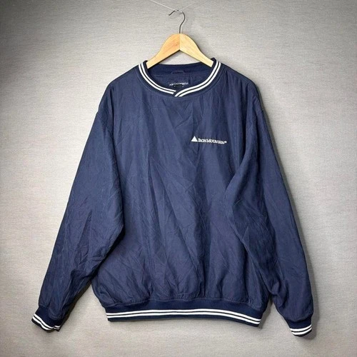 Port Authority Windbreaker Pullover Navy Blue Striped Trim Size L - product listing photo