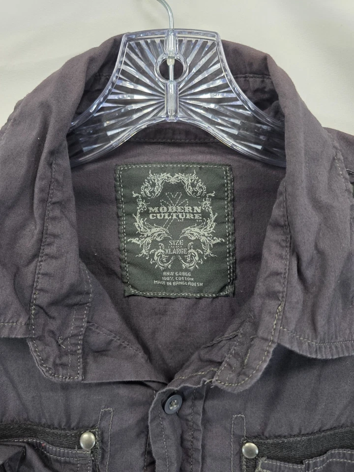 Camisa de hombre Modern Culture gris pizarra manga larga con botones talla XL Foto 2 de 4