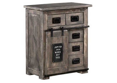 Kommode RAILWAY #211 Sideboard Schrank Mango Eisen montiert grau 70x45x85cm