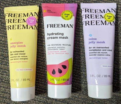 Freeman Skin Care Facial Mask Lot Hydrating Cream, Relax & Energize Jelly 3 Oz