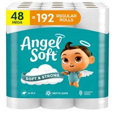 Angel Soft Toilet Paper, 48 Mega Rolls, Soft and Strong Toilet Tissue