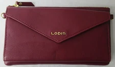 Lodis Audrey Quinn Wristlet Crossbody Envelope Wallet Clutch Red Leather NWOT