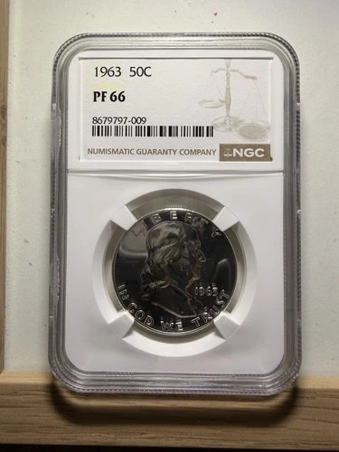 1963 Franklin Half Dollar NGC PF66 Proof 90% Silver Brilliant Mirror
