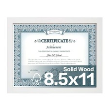 8.5x11 Solid Wood Picture Frame White Covered by Plexiglass - Document Frame ...