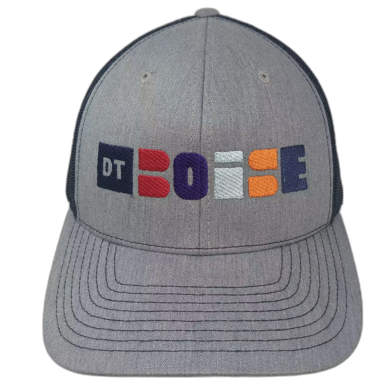 Richardson Trucker Hat Gray Blue OS DT Boise Embroidered Snapback Adjustable
