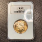 MS65 1964 50C Kennedy Silver Half Dollar, NGC- Old Holder, Rainbow Toned