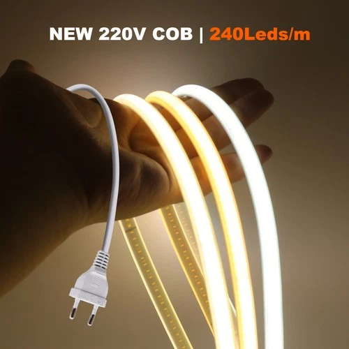 230V COB LED Streifen Strip Lichtband Lichtschlauch Beleuchtung IP67+Netzstecker