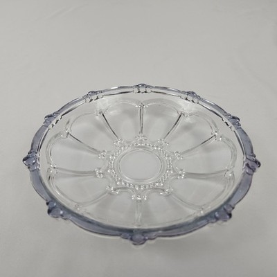 Kig Crystal Candy Dish Soap Trinket Jewelry Tray Vintage Oyster & Pearl Beaded