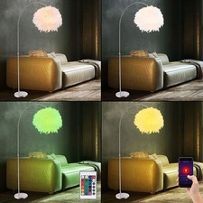 Piantana Lampada ad Arco Piume Bianco Smart LED RGB Cambio Colore Dimmerabile
