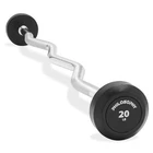 OPEN BOX - Rubber Fixed Barbell, Pre-Loaded Weight, EZ Curl Bar - 20 LB