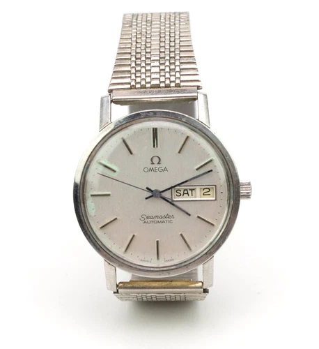 Omega Seamaster Automatic Watch 34.5mm Day Date Stainless Steel Vintage Rare