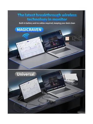 8000 mAh Wireless Portable Monitor, 15.6