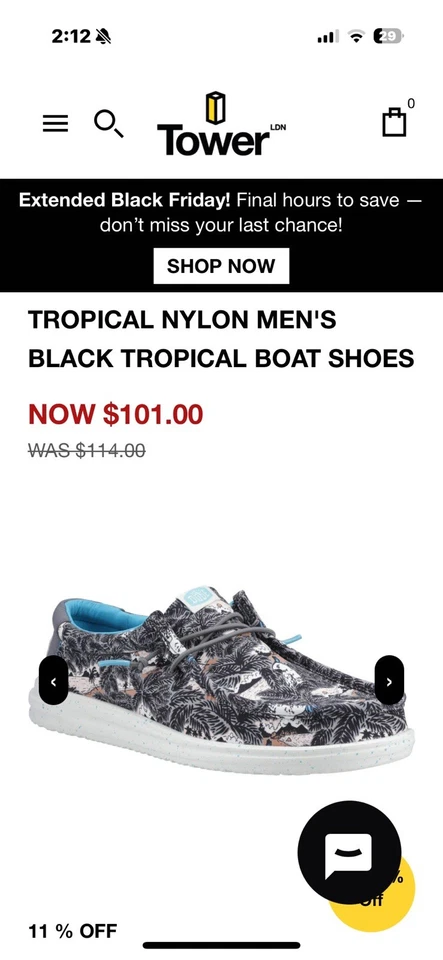 ZAPATOS DE BARCO HEYDUDE WALLY H2O TROPICAL NYLON PARA HOMBRE NEGROS TROPICALES 13 Foto 4 de 4