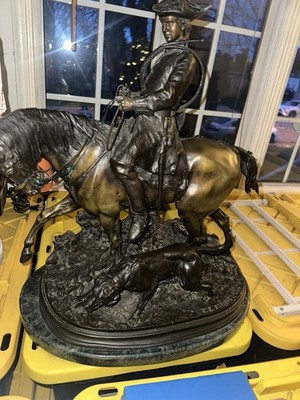 ANTIQUE SCULPTURE, BRONZE, PIERRE-JULES MENE 'THE HUNTSMAN  1864