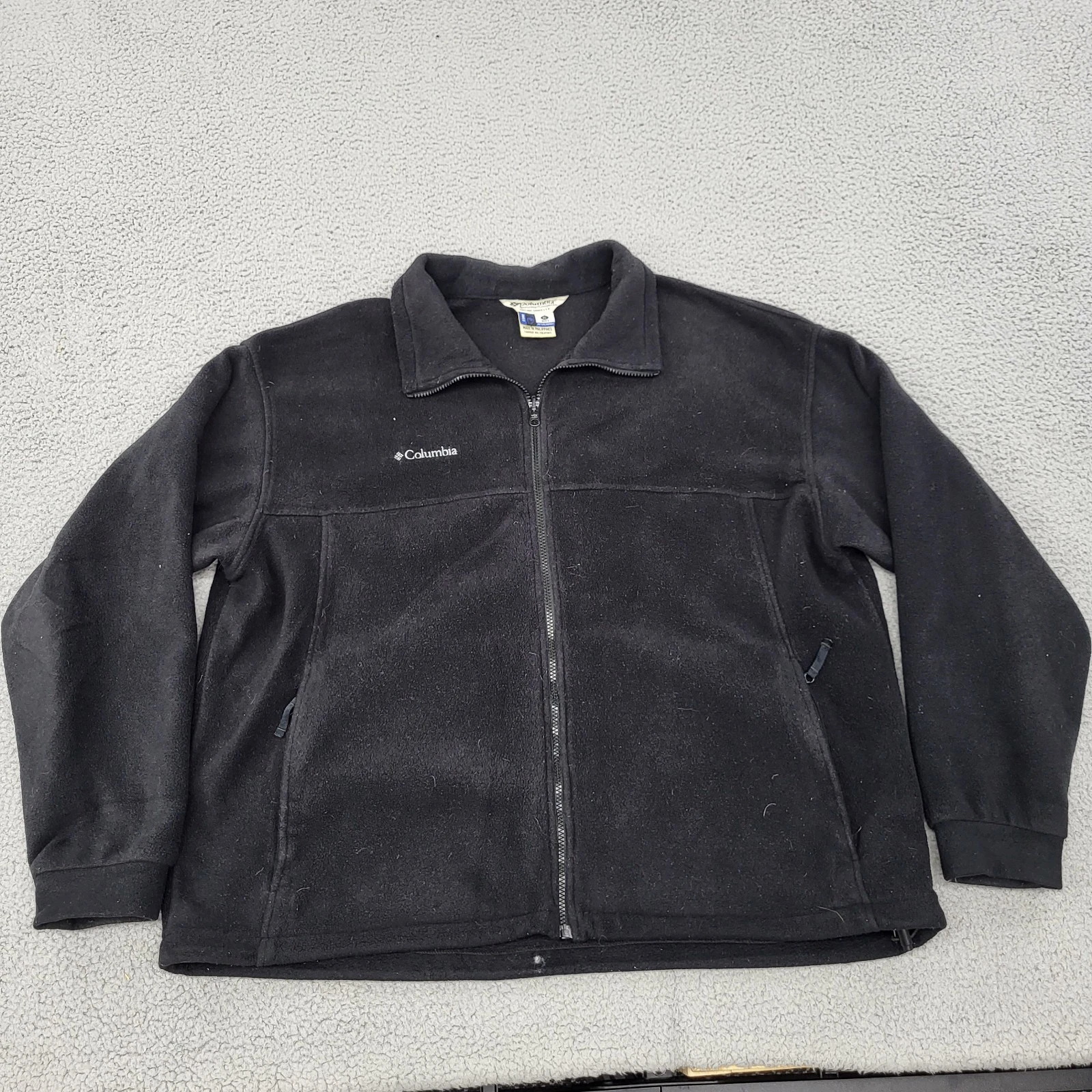 Columbia Fleece Jacket Mens XL Black Embroidery Full Zip Pockets