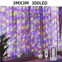 Led Lichtervorhang 3X3 M Mit 300 Leds, Usb Lichterkette Mit Fernbedienung