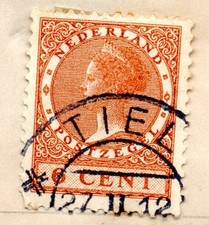 Netherlands 1924, Queen Wilhelmina in light brown, 6 cents 2