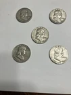 Franklin half dollar lot (5 coins)