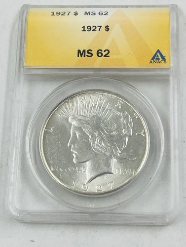 1927 Peace Dollar Coin ANACS MS 62