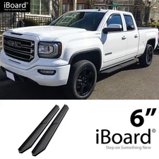 APS Running Board Black 6" Fit Silverado Sierra Double Cab 07-18
