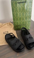 Brand New size 37- Gucci Horsebit Black rubber platform slingback sandals