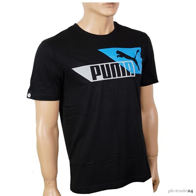Puma Sports Herren T-Shirt schwarz Graphic Tee black kurzarm Sport Lifestyle Cat
